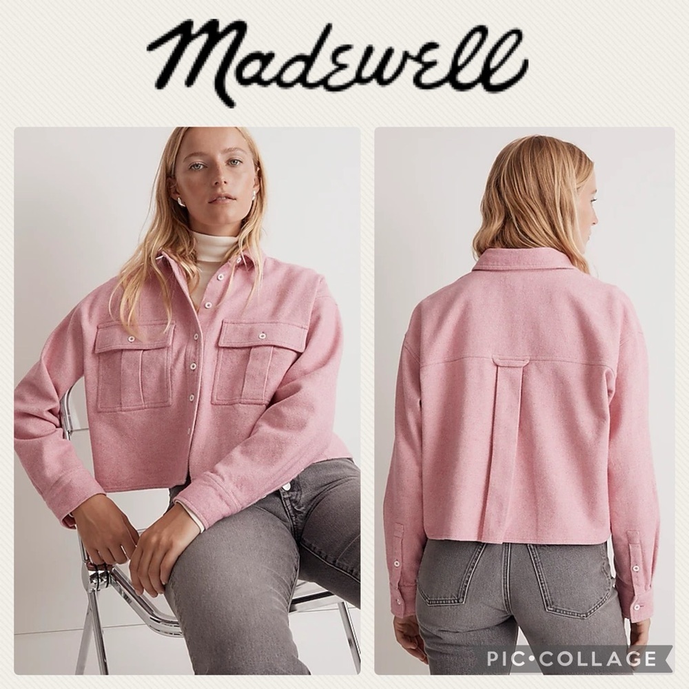 Madewell Women's Flannel Cargo Button-Up Shirt in Nouveau Pink Melange, Size XXS